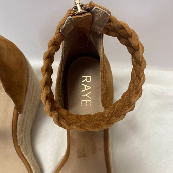 Raye Braided Suede Espadrille Wedges with Ankle Strap Tan/Beige Size 39.5/US 8.5 - Picture 6 of 15